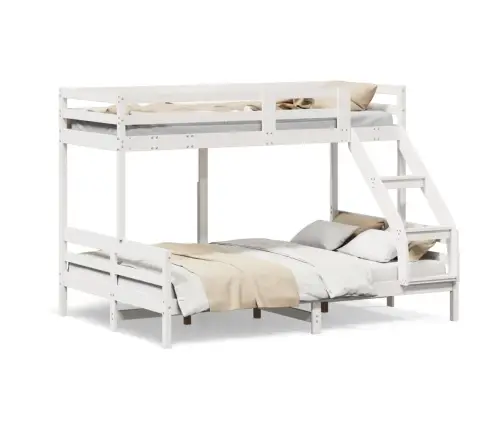 Divstāvu Gulta, 90X200/140X200 Cm, Balta, Priedes Masīvkoks Vidaxl