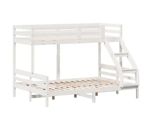 Divstāvu Gulta, 90X200/140X200 Cm, Balta, Priedes Masīvkoks Vidaxl