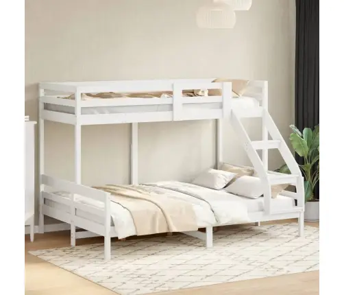 Divstāvu Gulta, 90X200/140X200 Cm, Balta, Priedes Masīvkoks Vidaxl