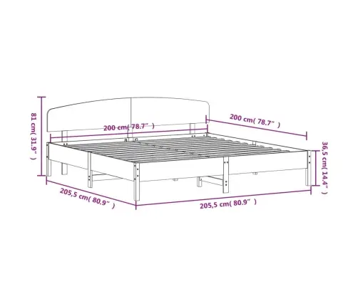 Gulta Bez Matrača, Balts, 200X200 Cm, Priedes Masīvkoks Vidaxl