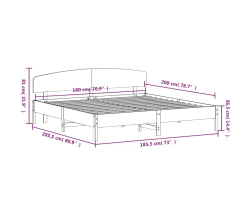 Voodiraam Ilma Madratsita, Valge, 180 X 200 cm Männipuit