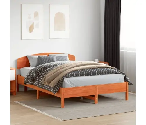 Gulta Bez Matrača, Vaska Brūnas, 160X200 Cm, Priedes Masīvkoks Vidaxl