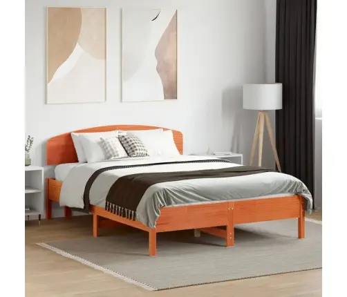 Gulta Bez Matrača, Vaska Brūnas, 135X190 Cm, Priedes Masīvkoks Vidaxl