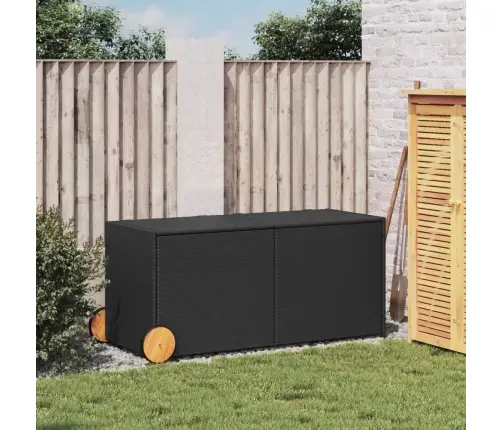 Dārza Kaste Ar Riteņiem, Melna, 283 Litri, Pe Rotangpalma Vidaxl