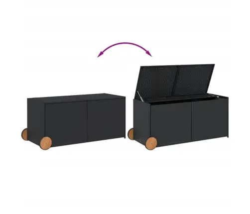 Dārza Kaste Ar Riteņiem, Melna, 283 Litri, Pe Rotangpalma Vidaxl