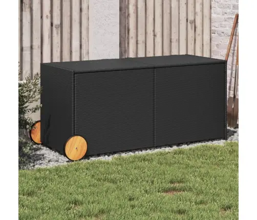 Dārza Kaste Ar Riteņiem, Melna, 283 Litri, Pe Rotangpalma Vidaxl