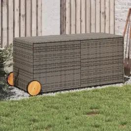 Dārza Kaste Ar Riteņiem, Pelēka, 283 Litri, Pe Rotangpalma Vidaxl