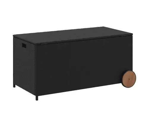 Dārza Kaste Ar Riteņiem, Melna, 190 Litri, Pe Rotangpalma Vidaxl