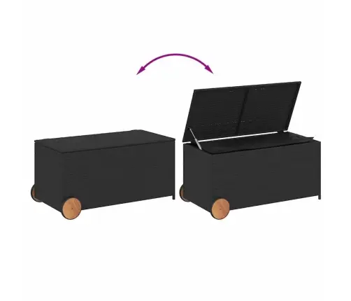 Dārza Kaste Ar Riteņiem, Melna, 190 Litri, Pe Rotangpalma Vidaxl