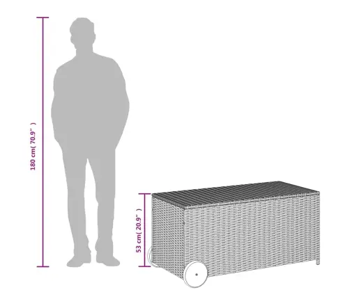 Sodo Daiktadėžė Su Ratukais, Rudos Spalvos, 190L, Poliratanas Sodo Daiktadėžė Su Ratukais, Rudos Spalvos, 190L, Poliratanas