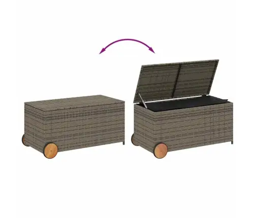 Dārza Kaste Ar Riteņiem, Pelēka, 190 Litri, Pe Rotangpalma Vidaxl