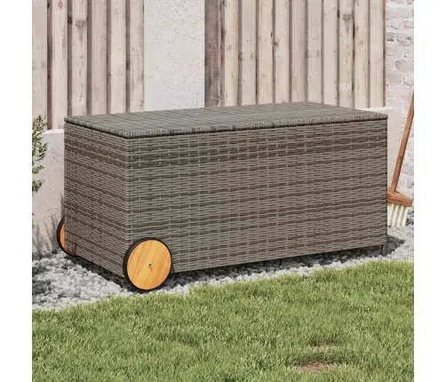 Dārza Kaste Ar Riteņiem, Pelēka, 190 Litri, Pe Rotangpalma Vidaxl