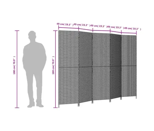Istabas Sadalītājs, 5 Paneļi, Brūna Polirotangpalma Vidaxl