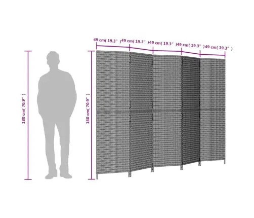 Istabas Sadalītājs, 5 Paneļi, Pelēka Polirotangpalma Vidaxl