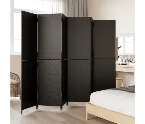 Istabas Sadalītājs, 6 Paneļi, Melna Polirotangpalma Vidaxl