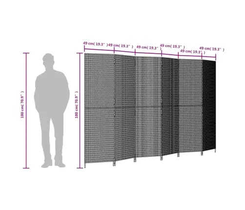 Kambario Pertvara, 6 Segmentai, Rudos Spalvos, Poliratanas