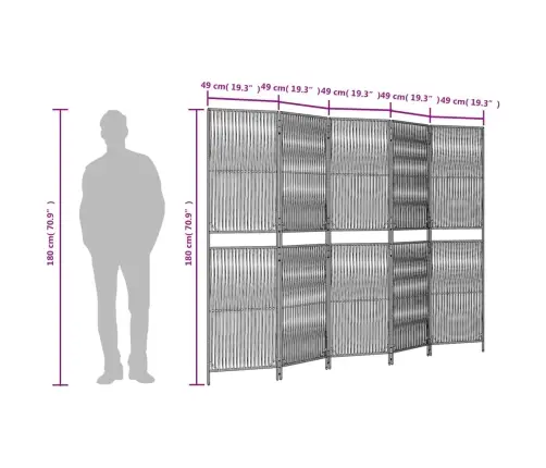 Istabas Sadalītājs, 5 Paneļi, Pelēka Polirotangpalma Vidaxl