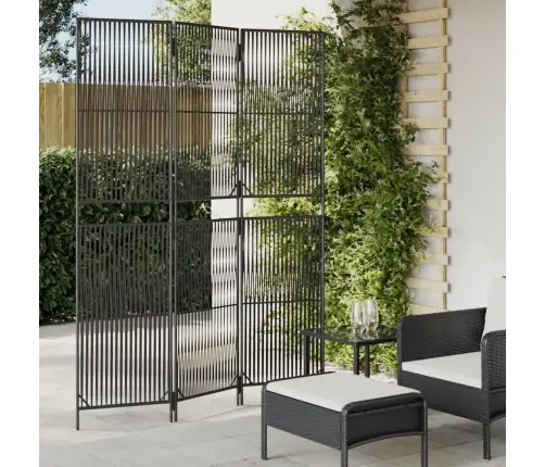 Istabas Sadalītājs, 3 Paneļi, Melna Polirotangpalma Vidaxl