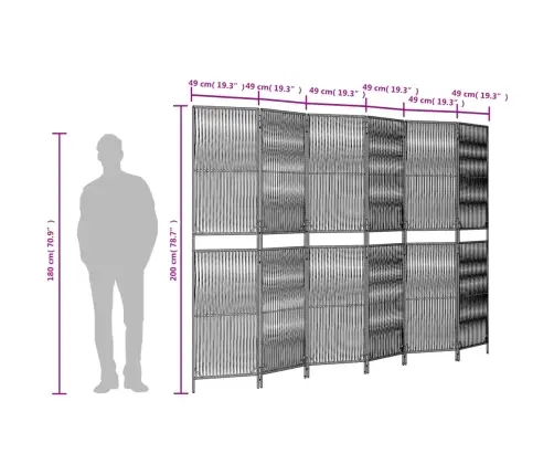 Kambario Pertvara, 6 Segmentai, Rudos Spalvos, Poliratanas