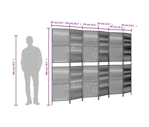 Istabas Sadalītājs, 6 Paneļi, Pelēka Polirotangpalma Vidaxl