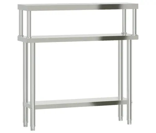 Köögi Töölaud Riiuliga, 110 X 30 X 120 cm Roostevaba Teras