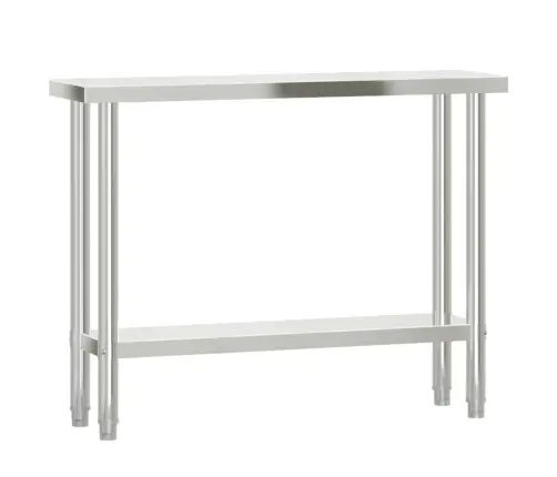 Köögi Töölaud Riiuliga, 110 X 30 X 120 cm Roostevaba Teras