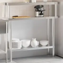 Köögi Töölaud Riiuliga, 110 X 30 X 120 cm Roostevaba Teras