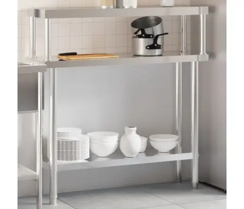 Köögi Töölaud Riiuliga, 110 X 30 X 120 cm Roostevaba Teras