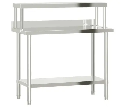 Köögi Töölaud Riiuliga, 110 X 55 X 120 cm Roostevaba Teras