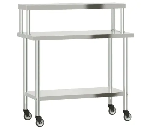 Köögi Töölaud Riiuliga, 110 X 55 X 120 cm Roostevaba Teras