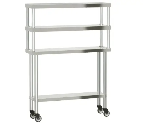 Köögi Töölaud Riiuliga, 110 X 30 X 150 cm Roostevaba Teras