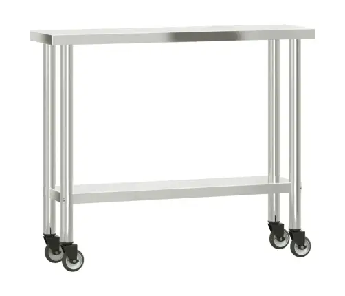 Köögi Töölaud Riiuliga, 110 X 30 X 150 cm Roostevaba Teras