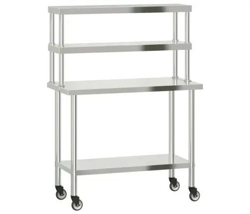 Köögi Töölaud Riiuliga, 110 X 55 X 150 cm Roostevaba Teras