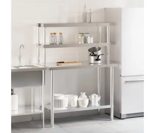 Köögi Töölaud Riiuliga, 110 X 55 X 150 cm Roostevaba Teras