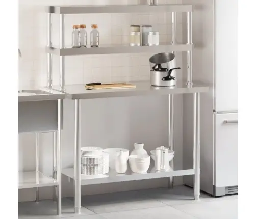 Köögi Töölaud Riiuliga, 110 X 55 X 150 cm Roostevaba Teras