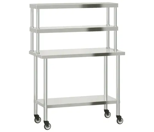 Virtuvės Darbastalis Su Lentyna Viršuje, 110X55X150cm Plienas