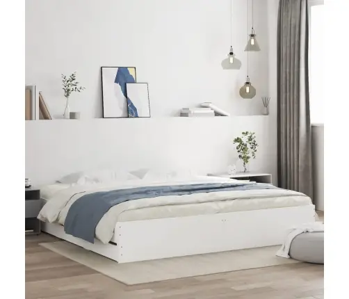 Lovos Rėmas Su Stalčiais, Baltas, 200X200cm Apdirbta Mediena