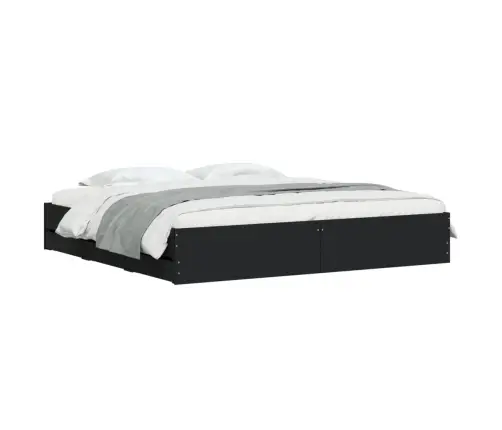 Gultas Rāmis Ar Atvilktnēm, Melns, 200X200Cm, Inženierijas Koks Vidaxl