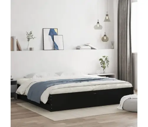 Gultas Rāmis Ar Atvilktnēm, Melns, 200X200Cm, Inženierijas Koks Vidaxl