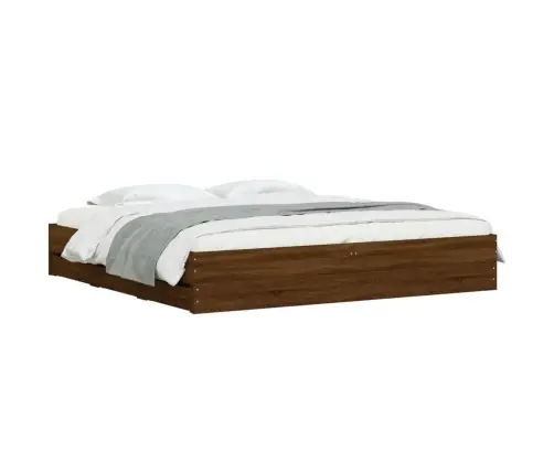 Voodiraam Sahtlitega, Pruun Tamm, 200 X 200 cm Tehispuit