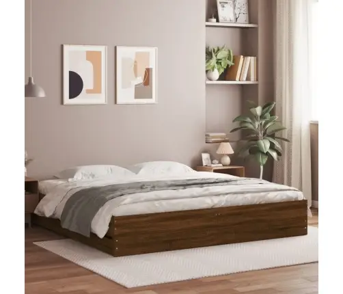 Voodiraam Sahtlitega, Pruun Tamm, 200 X 200 cm Tehispuit