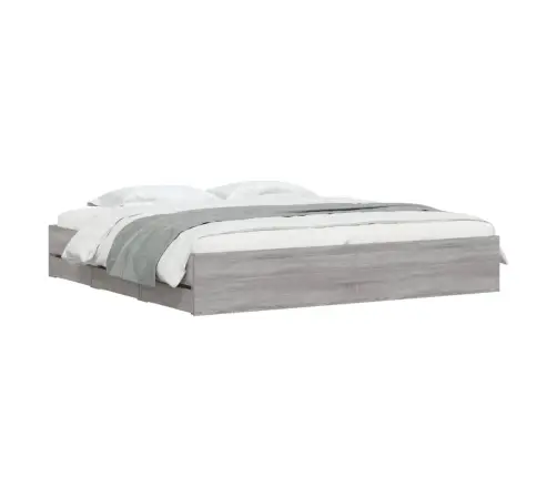 Lovos Rėmas Su Stalčiais, Pilkas Ąžuolo, 180X200cm Mediena