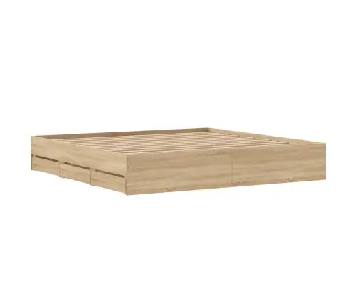 Gultas Rāmis Ar Atvilktnēm, Ozola, 160X200Cm, Inženierijas Koks Vidaxl