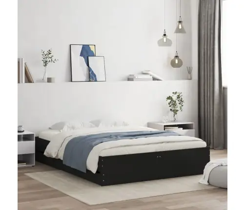 Voodiraam Sahtlitega Must, 150 X 200 cm Tehispuit