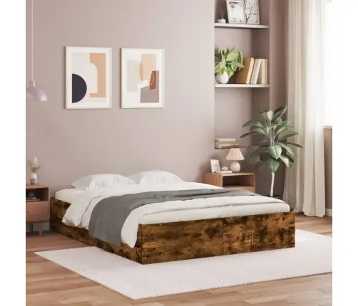 Gultas Rāmis Ar Atvilktnēm, Ozola, 150X200Cm, Inženierijas Koks Vidaxl