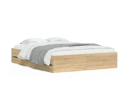 Gultas Rāmis Ar Atvilktnēm, Ozola, 140X200Cm, Inženierijas Koks Vidaxl Gultas Rāmis Ar Atvilktnēm, Ozola, 140X200Cm, Inženierijas Koks Vidaxl