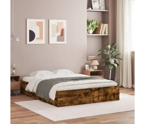 Gultas Rāmis Ar Atvilktnēm, Ozola, 140X200Cm, Inženierijas Koks Vidaxl