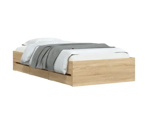 Gultas Rāmis Ar Atvilktnēm, Ozola, 100X200Cm, Inženierijas Koks Vidaxl Gultas Rāmis Ar Atvilktnēm, Ozola, 100X200Cm, Inženierijas Koks Vidaxl