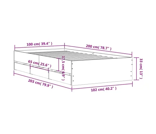 Gultas Rāmis Ar Atvilktnēm, Ozola, 100X200Cm, Inženierijas Koks Vidaxl Gultas Rāmis Ar Atvilktnēm, Ozola, 100X200Cm, Inženierijas Koks Vidaxl