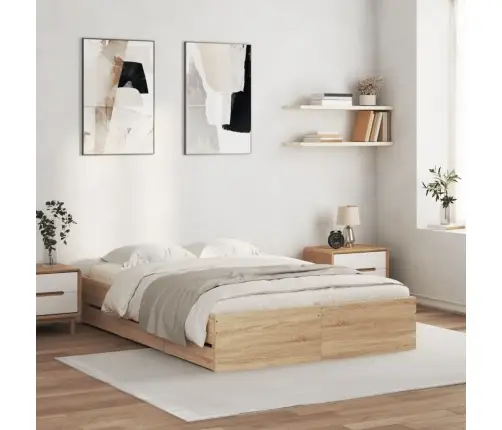 Voodiraam Sahtlitega, Sonoma Tamm, 120 X 200 cm Tehispuit